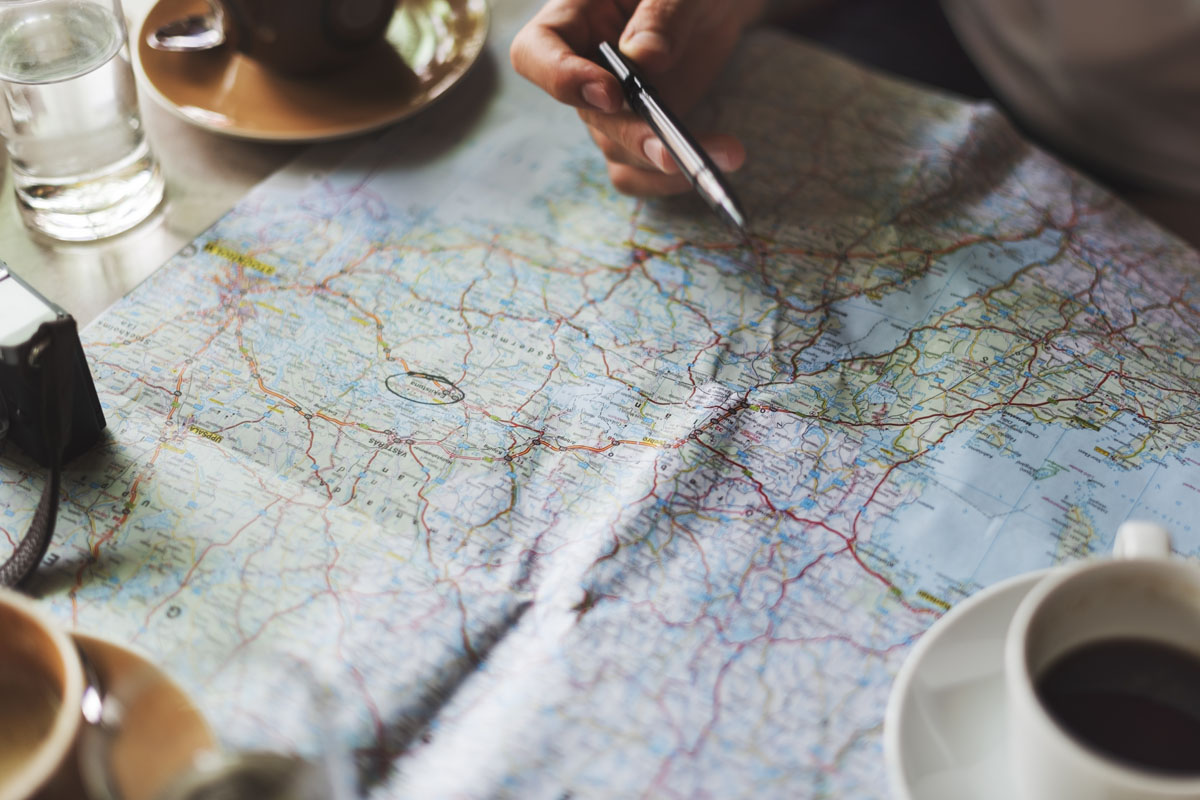 Planning a trip with a map