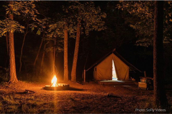 Wall tent camping at DeSoto State Park
