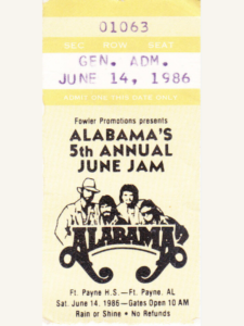 Alabama June Jam Ticket 1986